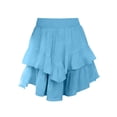thumbnail image 7 of Gamivast Skirts for Women High Waisted Elastic A-Line Ruffle Skirt Flowy Tiered Solid Flattering Beach Skirt Casual Vacation Holiday Travel Daily Wear Light Blue XL, 7 of 7