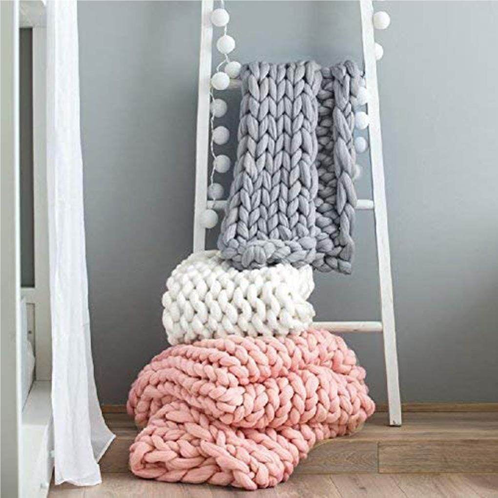 Chunky Knitting Blanket Handmade Carpet Pet Bed Sofa Lightweight Washable Blankets Home Decor Exquisite Thickened Rug White 50 50cm Walmart