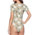 thumbnail image 4 of Haiem Cute Alpaca Women's Crew Neck Short Sleeve Bodysuit Tops Stretchy Slim Basic-Large, 4 of 9