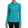 thumbnail image 6 of NELEUS Womens Hooded Athletic Jackets Workout Jacket Full Zip with Thumb Holes and Pockets,Light Green,US Size M, 6 of 8