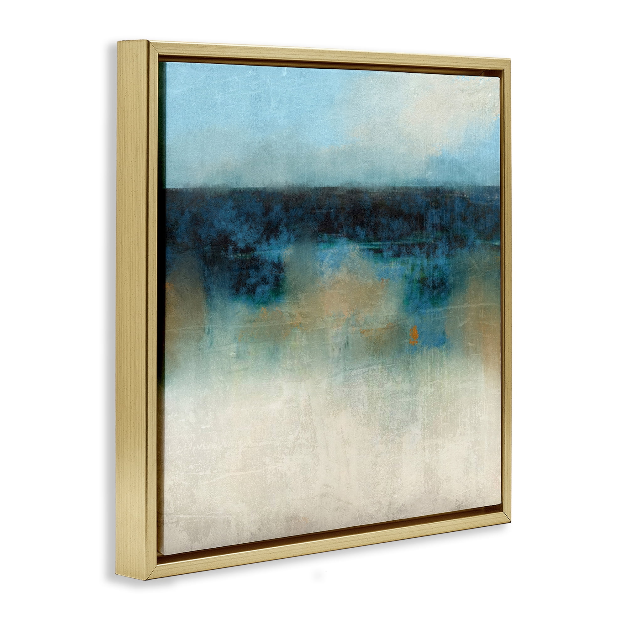 Stupell Industries Foggy Ocean Beach Scene Coastal Painting Gold Floater Framed Canvas Art Print Wall Art, 25 x 25