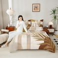 thumbnail image 4 of Homewish Retro Geometric Circle Full Size Comforter Sets,Tropical Botanical Plam Bedding Comforter Set,Beige Brown Bedding Sets For Girls Boys,Super Cozy Room Decor Reversible,3 Pieces, 4 of 8