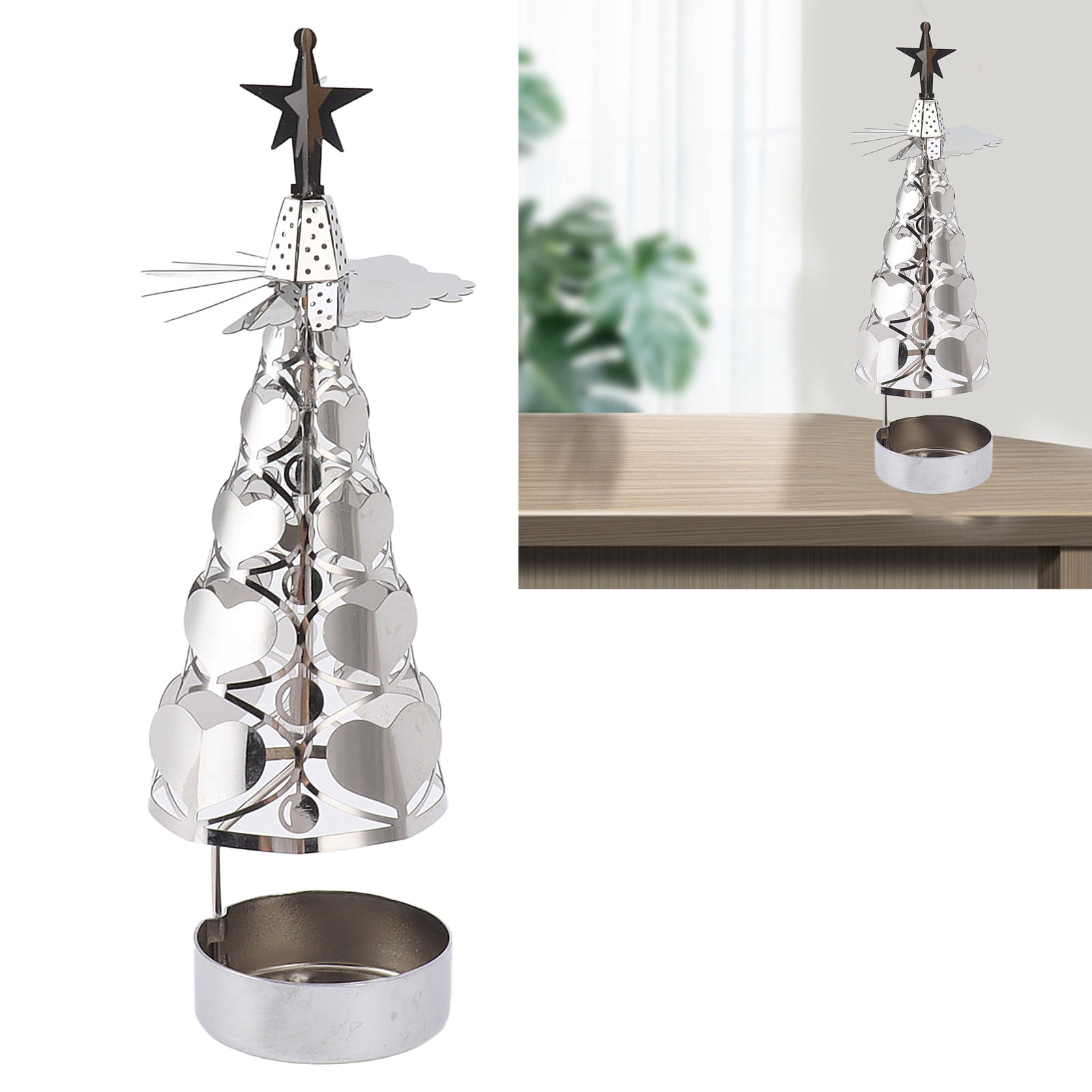 VIFERR Spinning Candle Holder Rotating Candlestick Set for Romantic Wedding Christmas Party Heart
