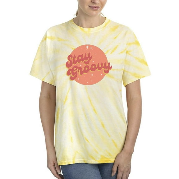 Stay Groovy Slogan Tie Dye Cyclone Women -Image by Shutterstock, Female Large