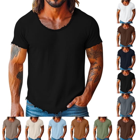 DJDLJWCJ Mens Cotton Linen Henley Shirt Short Sleeve Gym Shirts for Men Outdoor Running Fitness Workout Tops, Beige XL