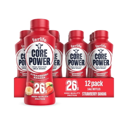 Core Power Protein Shake, Strawberry Banana, 26g Bottle, 14oz, 12 Pack