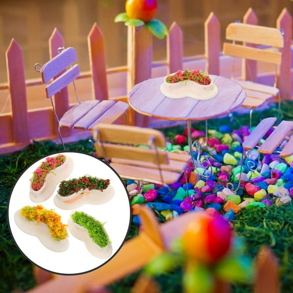 GOOHOCHY 4pcs Miniature Garden Benches Micro Flower Bed Bench Mini Park Bench for Doll House