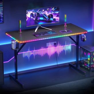 Homall Gamer PC Desk, 55'' Z-Shaped, RGB Lights, Carbon Fiber