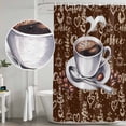 thumbnail image 4 of Polyester Fabric Coffee Shower Curtain, Vintage Art Pastoral Waterproof Bathtub Curtain Bathroom Decor Set with Hooks 66 x 72 Inches, 4 of 6