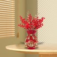 thumbnail image 2 of Florero ornamental con forma de bolsa , obra de arte tradicional, decoración, escultura, maceta para centros de mesa, escritorio y sala de Rojo, 2 of 8