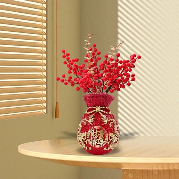 Florero con forma de bolsa , adorno para centros de mesa de sala de estar Rojo BLESIY Florero bendito
