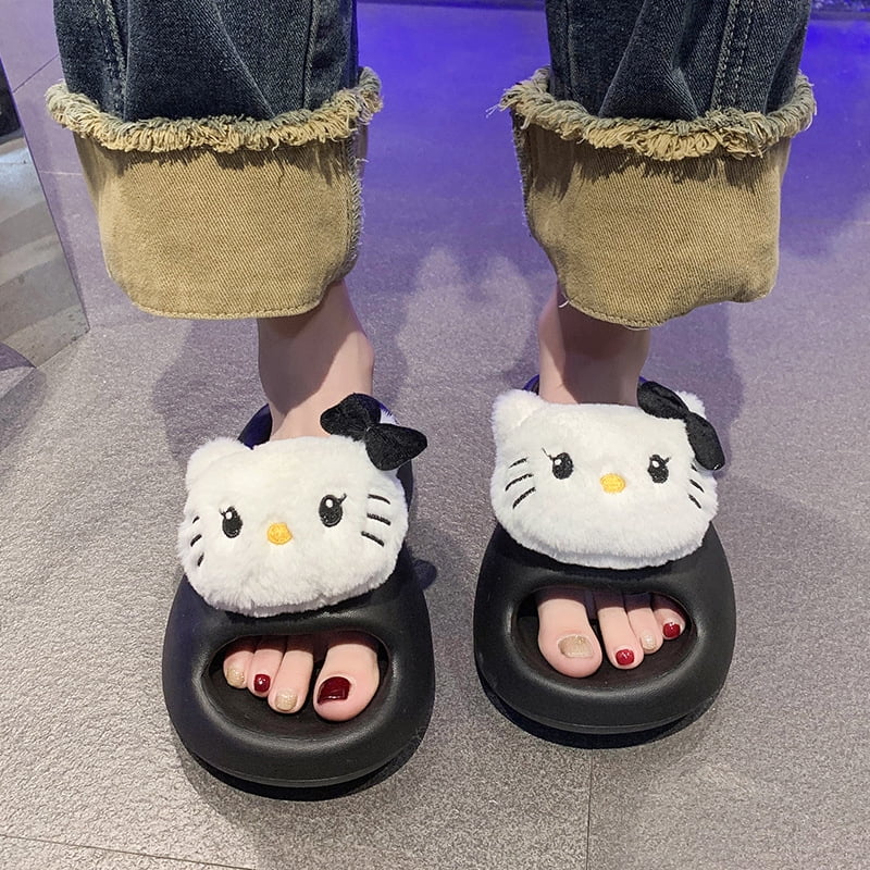Cute Cartoon Kitty Cat Slippers Female Summer Thick Sole Eva Sandals Thick Sole Increase Height Anti Slip for Fashion Girl Aoxiang