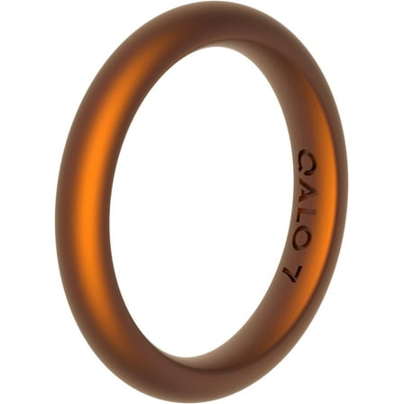 QALO Women's Rubber Silicone Ring, Classic Stackable Rubber Wedding Band, Breathable, Durable Engagement Silicone Ring, 3mm Wide 2mm Thick, Holographic Orange, Size 6