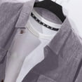 thumbnail image 3 of YLSDY Men's Corduroy Button Down Shirts, Summer Short Sleeve Casual Shacket Jacket Fashion Western Corduroy Tops with Pockets Gray XXL, 3 of 5