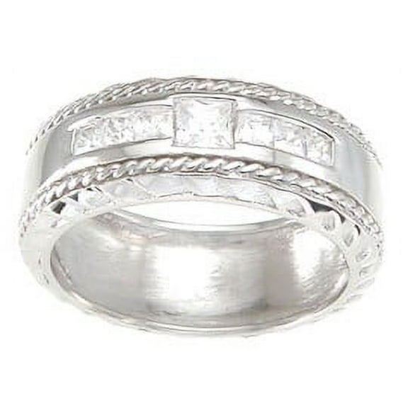 Princess Cut 925 Sterling Silver Wedding Rings for Men & Wedding Band Makes Great Gifts for Him