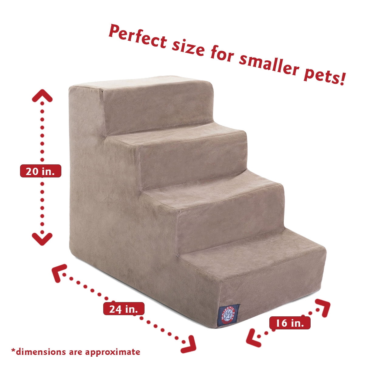 Majestic Pet Suede Pet Stairs 4 Steps Stone Machine Washable Removable Cover 24" x 16" x 20"