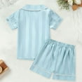 thumbnail image 5 of EHRWE Girls Pajamas Set Soft Toddler Boys Girls Short Sleeve Striped Print Tops T Shirt Shorts Casual Outfits For 2-3 Years, 5 of 5