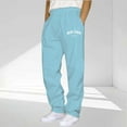 thumbnail image 2 of nerohusy Baggy Sweatpants for Men Straight Leg Open Bottom Sweat Pants Elastic Waist Summer Casual New York Athletic Pants with Pockets Light Blue,L, 2 of 6