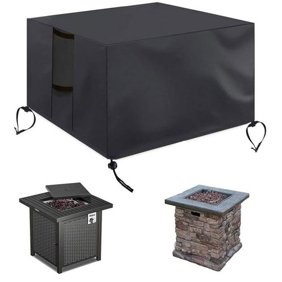 Qiopertar Under $5 Anti-UV Heavy Duty Fire Pit Cover, 30x30x24.5 Inch Waterproof Patio Furniture Protector, Weatherproof Gas Fire Table Cap, Tear-Resistant Outdoor Guard