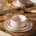 thumbnail image 3 of Famiware Star 12-Piece Dinnerware Set, Service for 4, Light Pink with Brown Rim, 3 of 6