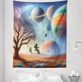 thumbnail image 3 of Ambesonne Space Tapestry Twin Size, Galaxy Alien Astronauts Art, 68"x88", Lavender Teal Orange, 3 of 3