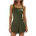thumbnail image 2 of Ayolanni Sleeveless Womens Pajamas Sets Summer Striped Tops and Shorts Loungewear Loose 2 Piece Green Lounge Sets L, 2 of 5