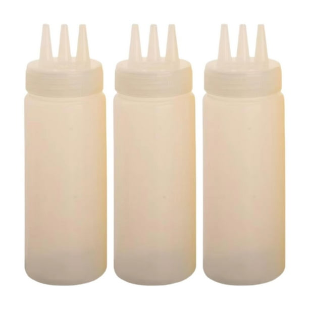 3 botellas para salsa, dispensadores de condimentos reutilizables Blanco