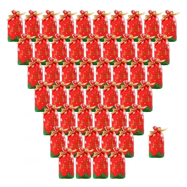 50 bolsas de regalo, bolsas de dulces, bolsas de regalo de Navidad para regalos con lazo, Navidad Estilo D