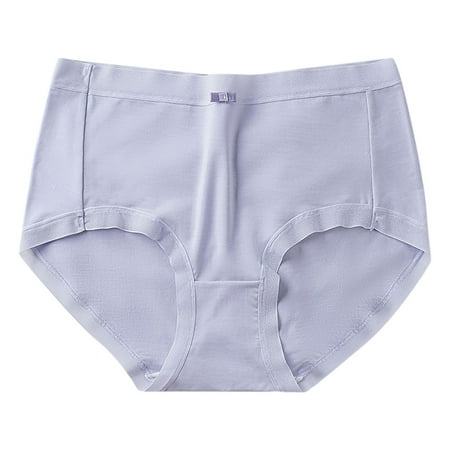Ashirexll Underwear Women  Silk Underwear for Women Solid Color Lightweight Traceless Breathable Comfortable Mid Waist Panties for Women Light Blue A Free Size