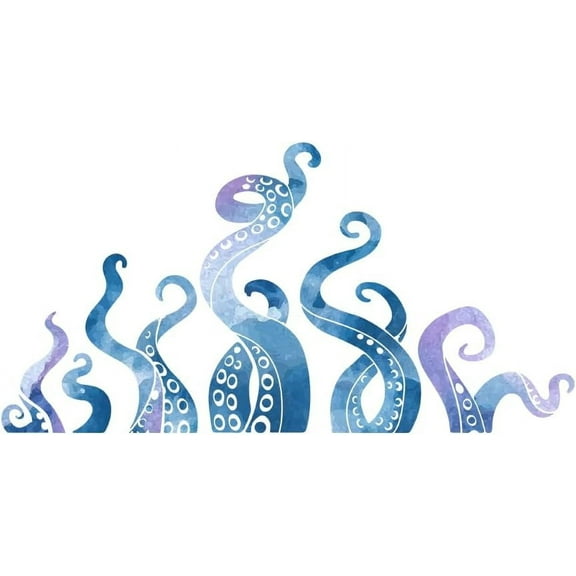 Blue Octopus Tentacles Wall Sticker Sea Monster Wall Decor Peel and Stick Decals Mural DIY Art PVC Decal Decorations for Living Room Bedroom Bathroom Bathtub Wallpaper Sticker Colorful