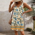 thumbnail image 5 of Xixinqiwan No Boundaries Sundresses for Women ,Women's Summer Floral Print Dress Pocket Sleeveless V-Neck Dress, Floral Casual Dress Daily Wear, 5 of 7
