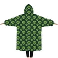 thumbnail image 2 of Oversized Wearable Blanket Hoodie,Green Skull Pattern Sherpa Blanket Hoodie with Super Pockets,Super Warm Fuzzy Pullover for Women & Men, 2 of 6