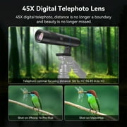 45X Wireless Digital Telephoto Lens, High Power HD Electronic Telephoto Phone Lens with 2.4G Wi-Fi Connect, 32GB TF Card, 1500mAh Battery for Birdwatching, Watch Concerts, Watch Match, Moon Viewing