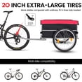thumbnail image 3 of Foldable Bicycle Cargo Trailer with 20" Wheels, Removable Cover & Quick Release Folding Frame, Bike Wagon for Luggage Tools Groceries, Black & Red, 3 of 7