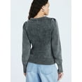 thumbnail image 3 of Scoop Women’s Acid Wash Cotton Sweater with Long Puff Sleeves, Midweight, Sizes XS-XXL, 3 of 5
