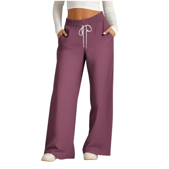 JIUKE Sweatpants for Women Loose Fitted Casual Wide Leg Trousers Drawstring High Waisted Lounge Pants with Pockets