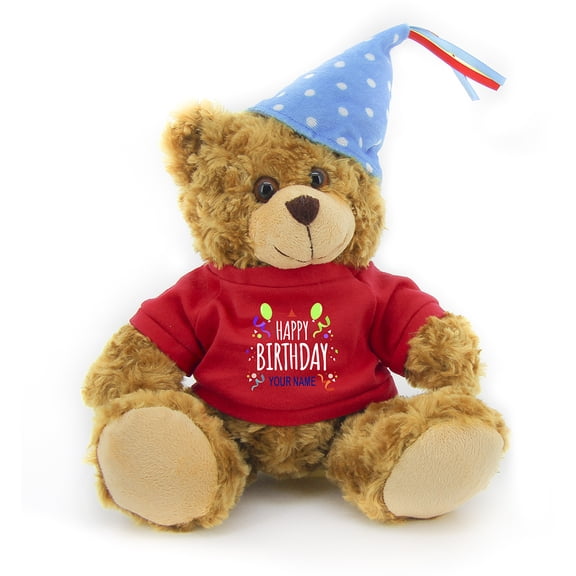 Plushland Plush Teddy Bear 12 Inches - Mocha Color for Birthday, Personalized Text, Name on T-Shirt, Party Favors Gift for Kids, Boys, Girls