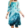 thumbnail image 2 of Robe Évasée Nœud Cœur Là-Haut dans l'Océan Design Mode Grande Taille Robe Ample Vagues de Mer Bleu Aqua, 2 of 5