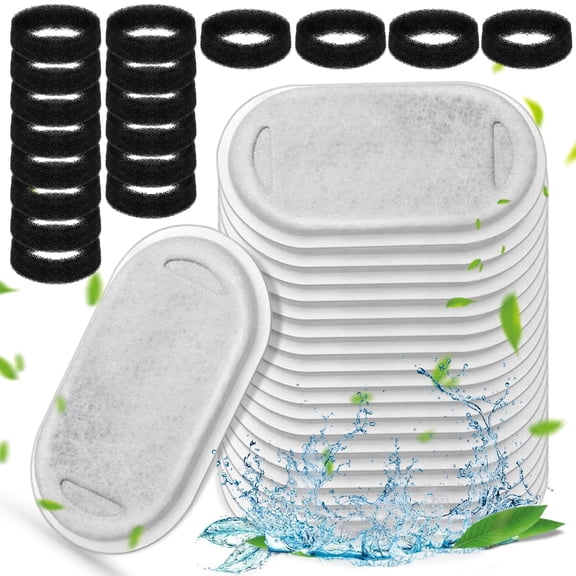 TSV 40pcs Cat Dog Water Fountain Filters, Pet Drinking Sponges Replacement Filters Fits for Veken 95oz, 67oz, 135oz