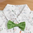 thumbnail image 5 of Kaprioy My First Easter Baby Boy Outfit Boys Eeaster Outfit Short Sleeve Gentleman Button Down Rabbit Carrot Car Print Shirts Solid Shorts Toddler Boys Party Bow Tie Suit, 5 of 6