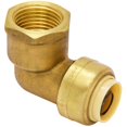 thumbnail image 1 of 1/2" Push 'N' Connect Brass 90 Degree Female Elbow, 1 of 1
