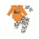 thumbnail image 1 of Ropa de Halloween para niñas recién nacidas con estampado de letras de calabaza, peleles de manga larga, camisetas, pantalones, conjunto de diadema, conjuntos de otoño, 1 of 7
