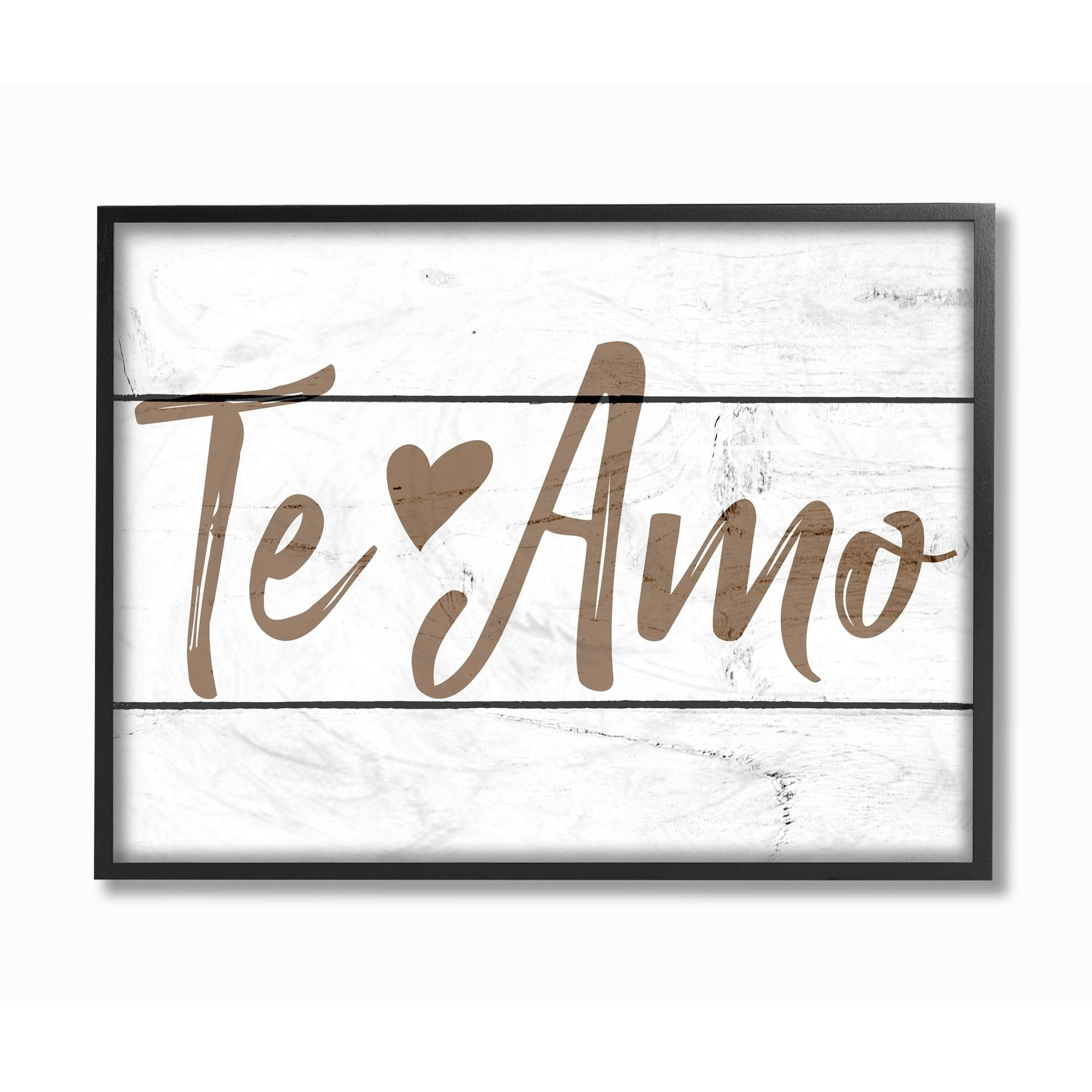 Stupell IndustriesRustic Minimal Te Amo White Planked Spanish TypographyFramed Wall Art by Daphne Polselli