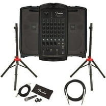 Fender Passport Event S2 Portable PA System Bundle with Microphone, Compact Speaker Stands, XLR Cable, and Instrument Cable