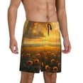 thumbnail image 2 of Honeii Sunflower Sunset Rainfall Print Men's Pajama Sleepwear Shorts - a comfy pajama bottom and lounge short for Relaxed Home Wear-XX-Large, 2 of 6
