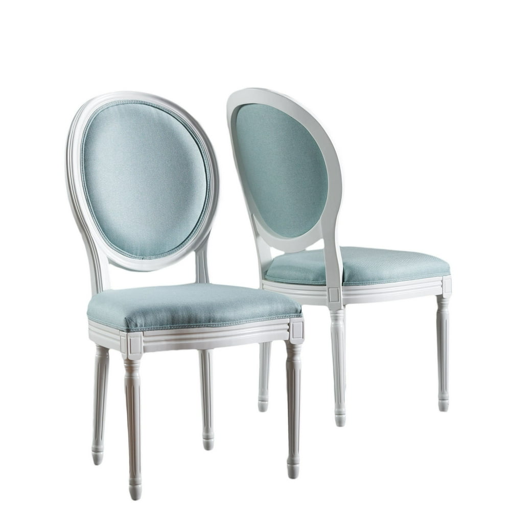 Set of 2 Sky Blue and White Traditional Dining Chairs 39.25" Walmart