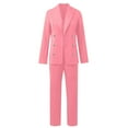 thumbnail image 4 of Women Pants Suit Double Breasted 2 Piece Blazer Set Long Sleeve Work Jacket Straight Business Casual Outfits, 3XL, 4 of 6