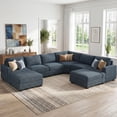thumbnail image 3 of HONBAY U-Shaped Modular Sectional Sofa Set, Convertible Oversize Sleeper Bed with Hidden Storage for Living Room, Corduroy Blue, 3 of 10
