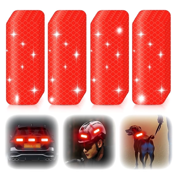 Super Reflective Stickers Made of DG3, 3.15" x 1.18" Safety Reflective Tape for Car Bike Mailbox Helmet, Reflective Tape Outdoor Waterproof - Enhanced Night Safety & Wide Coverage (Red-30Pcs)