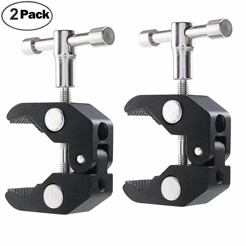 Camera Clamp Mount Super Clamp with 1/4" 3/8" Thread, Max Open 2.16